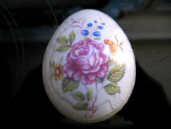 Retro hollóházi porcelán tojás forma bonbonier rózsás csokorral