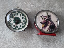 2 pcs Retro Soviet Mechanical Alarm Clocks – SEVANI USSR + Dog with Moving Tongue, Unique Clock