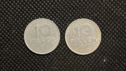 2 db régi magyar 10 fillér – 1973 és 1985