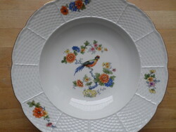 Régi TK Thun porcelán mélytányér paradicsommadaras mintával 24,5 cm