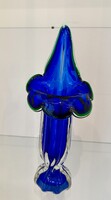 Chřibská cseh művészüveg váza – kobaltkék – MCM – 36 cm
