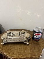 Angol vintage Mappin & Webb ezüstözött fém tintatartó
