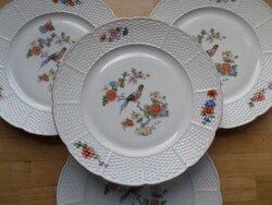 4 db régi TK Thun porcelán lapostányér paradicsommadaras mintával 25 cm