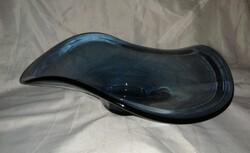 Hollóházi art deco glass bowl, serving dish - diameter 36 cm (ap)