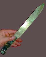 Antik ezüstözött alpakka ABBÁZIAI DÍSZ KÉS LEVÉLBONTÓ gyöngyháznyeles gyöngy,virágberakással 30 cm