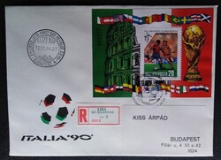 FF4045a / 1990 Labdarúgó VB blokk FDC-n futott ajánlott levélen
