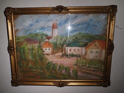 Nagybánya, "Katz 930" jelzéssel. Régi festmény, blondel keretben.