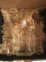 KRISTÁLY KÉSZLET - ÚJ - 7 db - PALACK - 1,34 kg - 27 x 13 x 7 cm - POHÁR - 1 dl