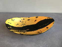 Lívia Gorka, unique, hand-shaped bright yellow glazed ceramic bowl.