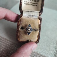 Art Deco gold ring with diamond and pearl