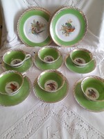 Epiag Royal porcelán 1920-30. 6 db reggeliző szett - madár motívumokkal