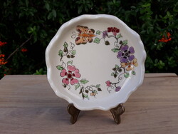 Zsolnay Butterfly and Flower Pattern Wavy Edge Bowl
