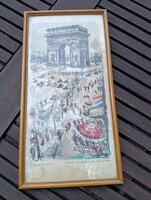 Marius Girard: Párizs, Diadalív (Arc de Triomphe) – Vintage keretezett nyomat az 1960-as évekből