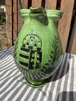 Hibátlan, Új! Mezőtúri címeres zöld mázas vizes/boroskancsó ( 1,5l)