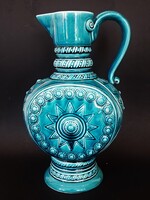 Antik nagyméretű türkizkék Schütz (Cilli) söröskancsó