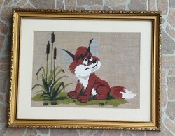 Retro Gobelin Vuk üvegezett keretben