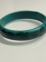 Malachite Bracelet Embedded in Resin with Malachite Slabs, Inner Diameter 6.8 cm