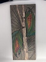 Ruscha kézzel festett német kerámia fali kép -  Kakaóbabok a fán (50x22cm)