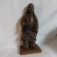 Antik japán ón szobor – Tradicionális páncélos íjász, harcos alak, 3 részre szedhető, 24cm