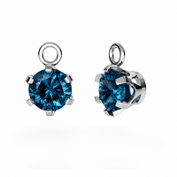 Kék London Topáz ásvány fülbevaló 925 ezüst beszúrós 6mm + Medál