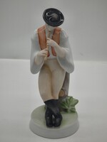 Zsolnay porcelán szobor - Furulyázo Juhász, hibátlan)