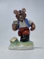 Herendi kézzel festett porcelán Mézes Mackó, medve, maci figura (14cm)