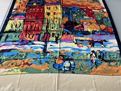 Kendő Vaszilij Kandinszkij: Müncheni házak című festményével, 88 x 88 cm