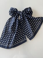 Codello silk scarf in deep blue with white dots, 130 x 26 cm