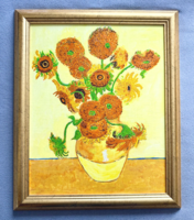 Vincent van Gogh: Napraforgók – kézzel festett reprodukció csodás arany keretben 50x40 / 59x49 cm