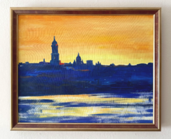 Marian LUNIV (1968-): Kijev látképe (Kyiv landscape) - Eredeti, jelzett olajfestmény, 2015