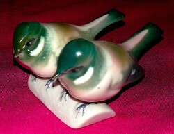 Extrém ritka festésű FORMASZÁMOS ZSOLNAY CINEGE,CINKE MADÁRPÁR figura 12x9x7 cm HIBÁTLAN