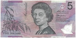 5 dollár 1995-96 Ausztrália B.W. Fraser és E.A. Evans polymer Erzsébet királynő
