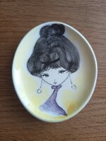 Ceramica di Milano, kézzel festett olasz kerámia dísztálka, ékszertartó