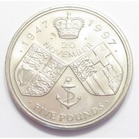 Egyesült Királyság,5 pounds 1997 - II. Erzsébet és Fülöp herceg 50. házassági évfordulójára aUNC+ ni