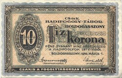 10 korona kronen 1916 K.u.K. Boldogasszony Hadifogolytábor szükségpénz Hajtatlan