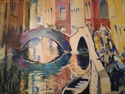 Rónay Kázmér (1883-1971) Velence, 1926 - nagyméretű, gyönyörű festmény, teljeskörű garanciával.