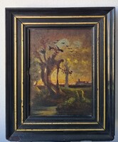 Vaszary János jelzéssel: Őszi táj (olaj-vászon) feltehetőleg Vaszary fiatalkori műve 1884-ből