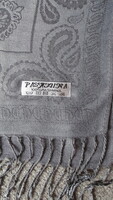Pashmina ezüstszürke kasmírmintás nagy sál