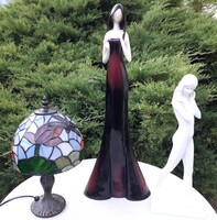 Tiffany lámpa, fehér akt szobor,   art deco style / Leonardo Collection
