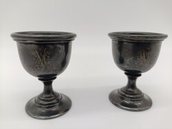 Thick Silver-Plated Monogrammed Egg Holders by L. Herrmann!