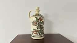 Retro Korondi Glazed Ceramic Jug / Bottle with Tulip Pattern