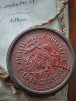Gépészmérnöki diploma 1901-ből angyalkás viasz pecséttel