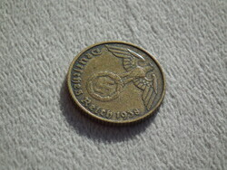 Németország, horogkeresztes birodalmi 5 Pfennig (Reichspfennig), 1938 J