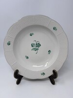 Herendi ZV zöld virágmintás porcelán mély tányér (24.5cm)