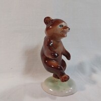 Régi Kőbányai Drasche porcelán táncoló barna medve / maci figura (9,5 cm)