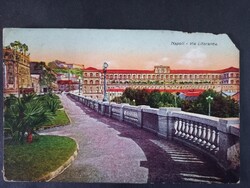 Nápoly – Via Litoranea, színezett városkép, kb. 1930-as évek