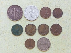 Ausztria 10 db Különböző Érme 1 2 Groschen 1 100 200 1000 Korona 1924-1952