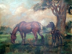 Biai-Föglein István (1905 - 1974): Kanca a csikójával (1938)