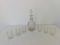 Antik biedermeier kristály csiszolt üveg karaffa boros kancsó és 6 pohár 19. század bor 744 7625