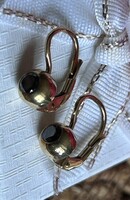 14k Button arany fülbevaló 0.50 ct fekete gyémánttal (Certifikáttal)